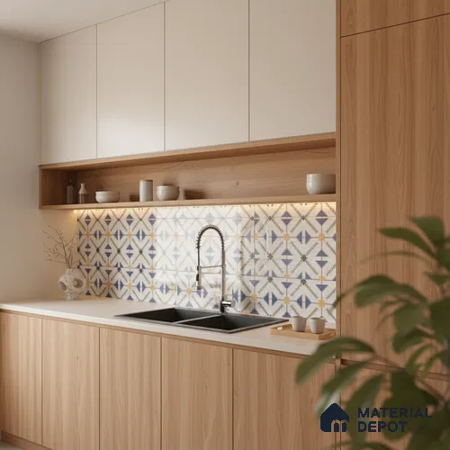 Moroccan Floor & Wall Tile TL 09815  2 ft x 2 ft Brown Vitrified Matte Finish Tile - 9 mm | Suitable For Kitchen, Balcony, Dining Area | Please Expect a Slight Variation of Pattern
