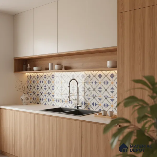 Moroccan Floor & Wall Tile TL 09815 2 ft x 2 ft Brown Vitrified Matte Finish Tile - 9 mm | Suitable For Kitchen, Balcony, Dining Area | Please Expect a Slight Variation of Pattern