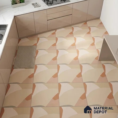 Moroccan Floor & Wall Tile TL 09816  2 ft x 2 ft Ivory Vitrified Matte Finish Tile - 9 mm | Suitable For Kitchen, Dining Area | Please Expect a Slight Variation of Pattern