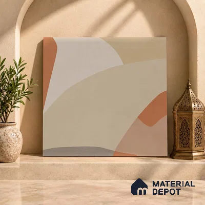 Moroccan Floor & Wall Tile TL 09816  2 ft x 2 ft Ivory Vitrified Matte Finish Tile - 9 mm | Suitable For Kitchen, Dining Area | Please Expect a Slight Variation of Pattern