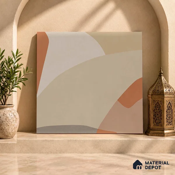 Moroccan Floor & Wall Tile TL 09816  2 ft x 2 ft Ivory Vitrified Matte Finish Tile - 9 mm | Suitable For Kitchen, Dining Area | Please Expect a Slight Variation of Pattern