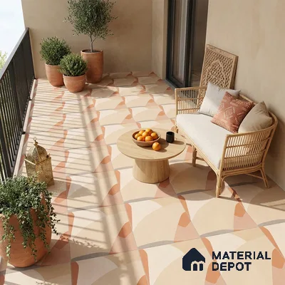 Moroccan Floor & Wall Tile TL 09816  2 ft x 2 ft Ivory Vitrified Matte Finish Tile - 9 mm | Suitable For Kitchen, Dining Area | Please Expect a Slight Variation of Pattern