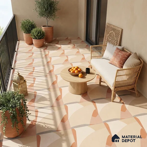 Moroccan Floor & Wall Tile TL 09816  2 ft x 2 ft Ivory Vitrified Matte Finish Tile - 9 mm | Suitable For Kitchen, Dining Area | Please Expect a Slight Variation of Pattern