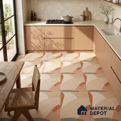 Moroccan Floor & Wall Tile TL 09816  2 ft x 2 ft Ivory Vitrified Matte Finish Tile - 9 mm | Suitable For Kitchen, Dining Area | Please Expect a Slight Variation of Pattern