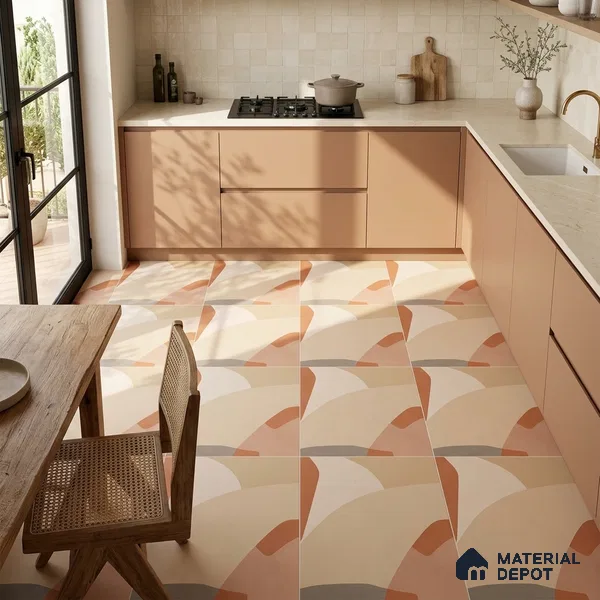 Moroccan Floor & Wall Tile TL 09816  2 ft x 2 ft Ivory Vitrified Matte Finish Tile - 9 mm | Suitable For Kitchen, Dining Area | Please Expect a Slight Variation of Pattern