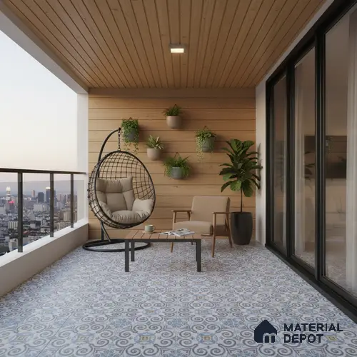 Moroccan Floor & Wall Tile TL 09817  2 ft x 2 ft Blue Vitrified Matte Finish Tile - 9 mm | Ideal for Living Room, Bedroom, Bathroom, Kitchen | Please Expect a Slight Variation of Pattern