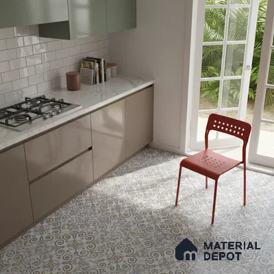 Moroccan Floor & Wall Tile TL 09817  2 ft x 2 ft Blue Vitrified Matte Finish Tile - 9 mm | Suitable For Kitchen, Balcony, Dining Area | Please Expect a Slight Variation of Pattern