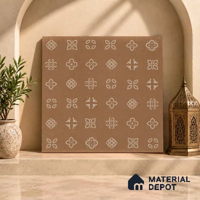 Moroccan Floor & Wall Tile TL 09818 B 2 ft x 2 ft Tactile Memoria Decor Vitrified Matte Finish Tile - 9 mm | Suitable For Balcony, Courtyard, Corridor | Please Expect a Slight Variation of Pattern