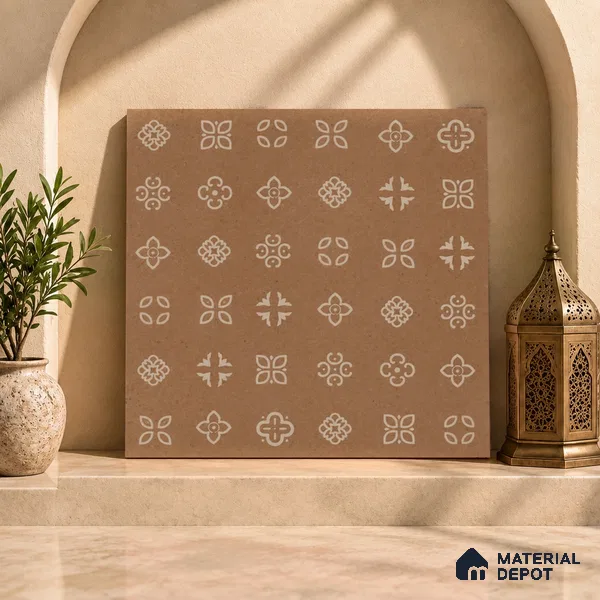 Moroccan Floor & Wall Tile TL 09818 B 2 ft x 2 ft Tactile Memoria Decor Vitrified Matte Finish Tile - 9 mm | Suitable For Balcony, Courtyard, Corridor | Please Expect a Slight Variation of Pattern