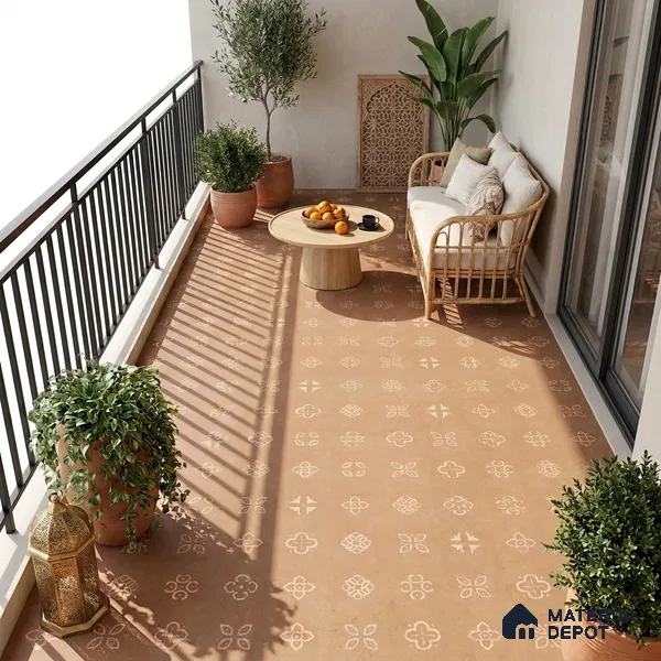 Moroccan Floor & Wall Tile TL 09818 B 2 ft x 2 ft Tactile Memoria Decor Vitrified Matte Finish Tile - 9 mm | Suitable For Balcony, Courtyard, Corridor | Please Expect a Slight Variation of Pattern