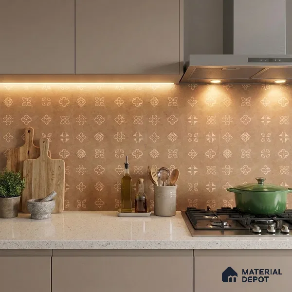 Moroccan Floor & Wall Tile TL 09818 B 2 ft x 2 ft Tactile Memoria Decor Vitrified Matte Finish Tile - 9 mm | Suitable For Balcony, Courtyard, Corridor | Please Expect a Slight Variation of Pattern