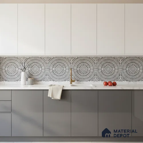 Moroccan Floor & Wall Tile TL 09819  2 ft x 2 ft Black Vitrified Matte Finish Tile - 9 mm | Suitable For Bathroom, Terrace & Balcony | Please Expect a Slight Variation of Pattern