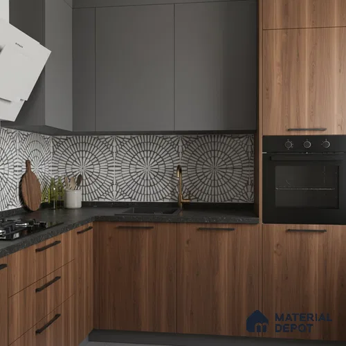 Moroccan Floor & Wall Tile TL 09819  2 ft x 2 ft Black Vitrified Matte Finish Tile - 9 mm | Suitable For Parking, Courtyard, Corridor | Please Expect a Slight Variation of Pattern