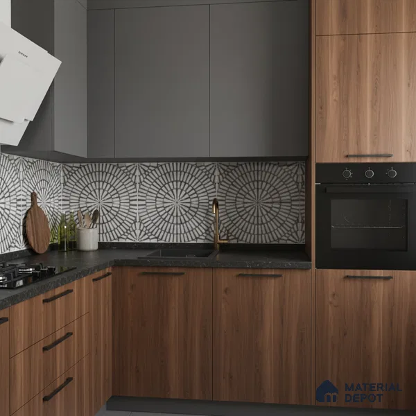 Moroccan Floor & Wall Tile TL 09819  2 ft x 2 ft Black Vitrified Matte Finish Tile - 9 mm | Suitable For Parking, Courtyard, Corridor | Please Expect a Slight Variation of Pattern