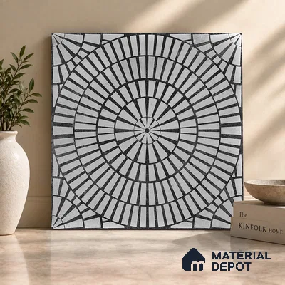 Moroccan Floor & Wall Tile TL 09819  2 ft x 2 ft Black Vitrified Matte Finish Tile - 9 mm | Suitable For Bathroom, Terrace & Balcony | Please Expect a Slight Variation of Pattern