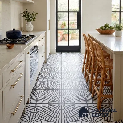 Moroccan Floor & Wall Tile TL 09819  2 ft x 2 ft Black Vitrified Matte Finish Tile - 9 mm | Suitable For Bathroom, Terrace & Balcony | Please Expect a Slight Variation of Pattern
