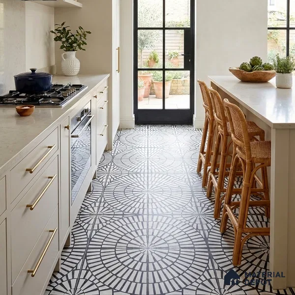 Moroccan Floor & Wall Tile TL 09819  2 ft x 2 ft Black Vitrified Matte Finish Tile - 9 mm | Suitable For Bathroom, Terrace & Balcony | Please Expect a Slight Variation of Pattern