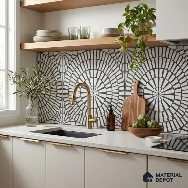 Moroccan Floor & Wall Tile TL 09819  2 ft x 2 ft Black Vitrified Matte Finish Tile - 9 mm | Suitable For Bathroom, Terrace & Balcony | Please Expect a Slight Variation of Pattern