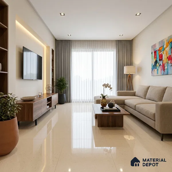 Terrazzo Tile TL 09852 Amazon Crema 4 ft x 2 ft Vitrified Glossy Finish - 9 mm