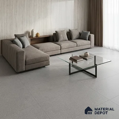 Terrazzo Wall & Floor Tile TL 09891 B S&P Grey Polish 4 ft x 2 ft Vitrified Rustic Matte Finish - 9 mm