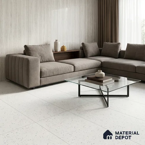 Terrazzo Wall & Floor Tile TL 09891 S&P Bianco Polish 4 ft x 2 ft Vitrified Rustic Matte Finish - 9 mm