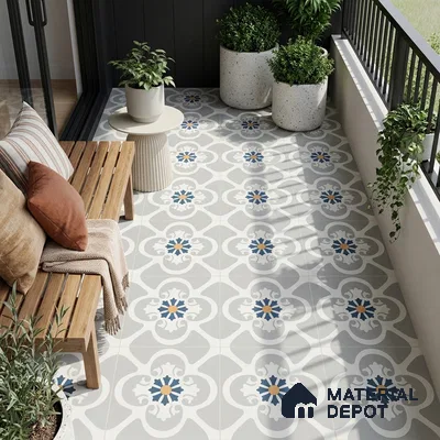 Moroccan Look Floor & Wall Tile TL 09902 Praque Art 2 ft x 2 ft Rustic Carving Matte Finish Vitrified Tile - 9 mm | Suitable For Kitchen, Bathroom, Balcony | Please Expect a Slight Variation of Pattern