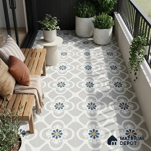 Moroccan Look Floor & Wall Tile TL 09902 Praque Art 2 ft x 2 ft Rustic Carving Matte Finish Vitrified Tile - 9 mm | Suitable For Kitchen, Bathroom, Balcony | Please Expect a Slight Variation of Pattern