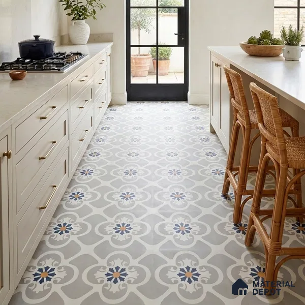 Moroccan Look Floor & Wall Tile TL 09902 Praque Art 2 ft x 2 ft Rustic Carving Matte Finish Vitrified Tile - 9 mm | Suitable For Kitchen, Bathroom, Balcony | Please Expect a Slight Variation of Pattern