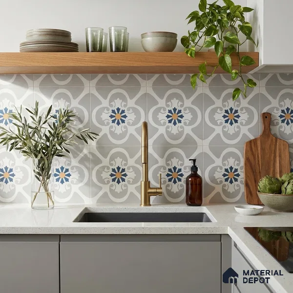 Moroccan Look Floor & Wall Tile TL 09902 Praque Art 2 ft x 2 ft Rustic Carving Matte Finish Vitrified Tile - 9 mm | Suitable For Kitchen, Bathroom, Balcony | Please Expect a Slight Variation of Pattern
