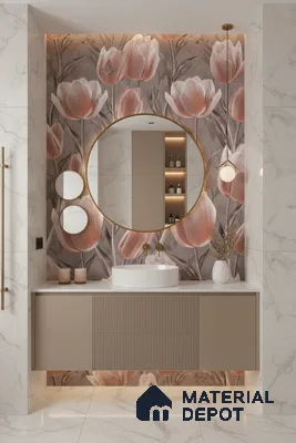 Floral Wall Tile TL 09913 4 ft x 2 ft Pink Vitrified Matte Finish Tile - 9 mm | Suitable for Bathroom, Accent/Feature Wall, Foyer