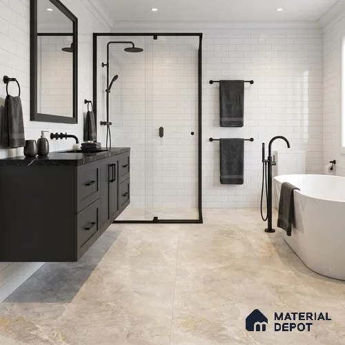 Marble Crema Marfil Wall & Floor Tile TL 09914 Mushroom Beige 4 ft x 2 ft Matte Finish Vitrified Tile - 9 mm | Suitable For Living Room, Bedroom, Kitchen