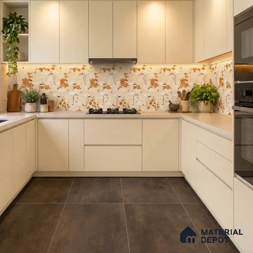 Patterned Wall Tile TL 09915 4 ft x 2 ft Beige Vitrified Matte Finish Tile - 9 mm | Ideal for Living Room,Bedroom,Bathroom,Kitchen