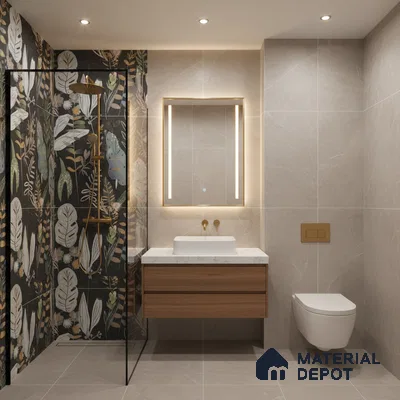 Tropical Wall Tile TL 09916 B Black 4 ft x 2 ft Vitrified Matte Finish Tile - 9 mm | Suitable for Bathroom, Accent/Feature Wall, Basin Area