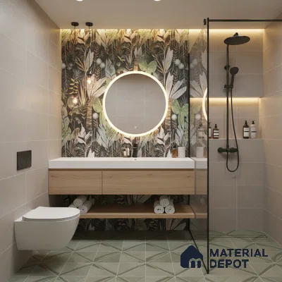 Tropical Wall Tile TL 09916 Black 4 ft x 2 ft Vitrified Matte Finish Tile - 9 mm | Suitable for Bathroom, Accent/Feature Wall, Basin Area
