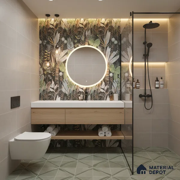 Tropical Wall Tile TL 09916 Black 4 ft x 2 ft Vitrified Matte Finish Tile - 9 mm | Suitable for Bathroom, Accent/Feature Wall, Basin Area