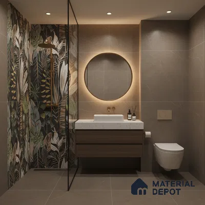 Tropical Wall Tile TL 09916 Black 4 ft x 2 ft Vitrified Matte Finish Tile - 9 mm | Suitable for Bathroom, Accent/Feature Wall, Basin Area