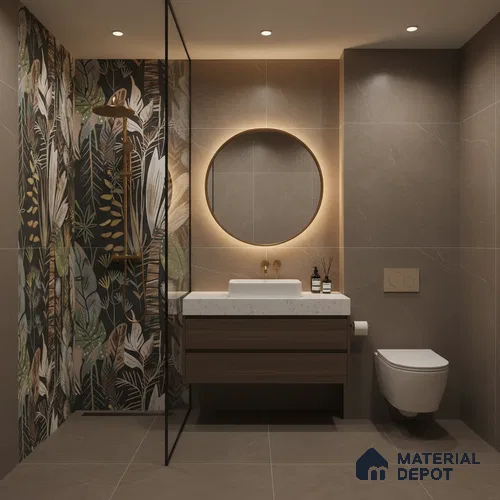 Tropical Wall Tile TL 09916 Black 4 ft x 2 ft Vitrified Matte Finish Tile - 9 mm | Suitable for Bathroom, Accent/Feature Wall, Basin Area