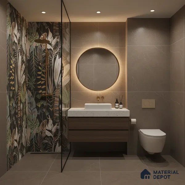 Tropical Wall Tile TL 09916 Black 4 ft x 2 ft Vitrified Matte Finish Tile - 9 mm | Suitable for Bathroom, Accent/Feature Wall, Basin Area