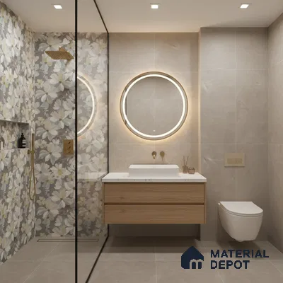Floral Wall Tile TL 09918 4 ft x 2 ft White Vitrified Matte Finish Tile - 9 mm | Suitable for Bathroom, Accent/Feature Wall, Dining Area