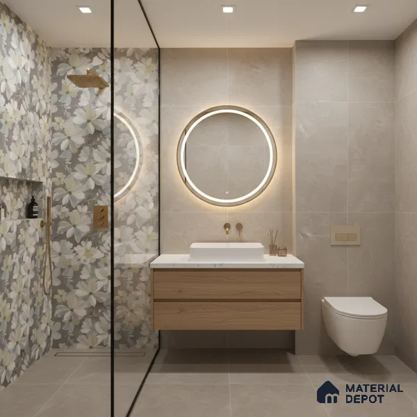 Floral Wall Tile TL 09918 4 ft x 2 ft White Vitrified Matte Finish Tile - 9 mm | Suitable for Bathroom, Accent/Feature Wall, Dining Area
