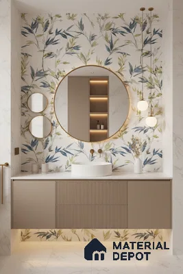 Floral Wall Tile TL 09919 White 4 ft x 2 ft Vitrified Matte Finish Tile - 9 mm | Suitable for Bathroom, Accent/Feature Wall, Kitchen
