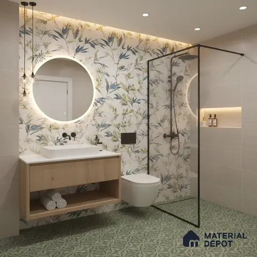 Floral Wall Tile TL 09919 White 4 ft x 2 ft Vitrified Matte Finish Tile - 9 mm | Ideal for Living Room, Bedroom, Bathroom, Kitchen