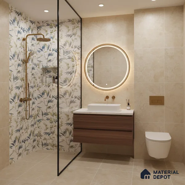 Floral Wall Tile TL 09919 White 4 ft x 2 ft Vitrified Matte Finish Tile - 9 mm | Suitable for Bathroom, Accent/Feature Wall, Kitchen