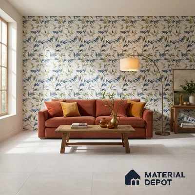 Floral Wall Tile TL 09919 White 4 ft x 2 ft Vitrified Matte Finish Tile - 9 mm | Suitable for Bathroom, Accent/Feature Wall, Kitchen