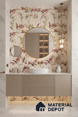 Floral Wall Tile TL 09920 Cream 4 ft x 2 ft Vitrified Matte Finish Tile - 9 mm | Suitable for Bathroom, Accent/Feature Wall, Kitchen
