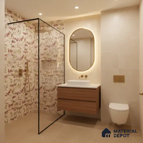 Floral Wall Tile TL 09920 Cream 4 ft x 2 ft Vitrified Matte Finish Tile - 9 mm | Ideal for Living Room, Bedroom, Bathroom, Kitchen