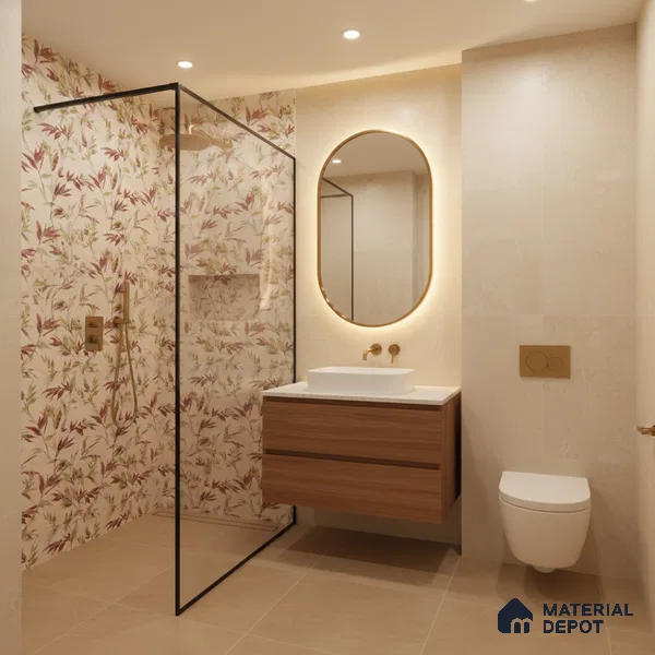 Floral Wall Tile TL 09920 Cream 4 ft x 2 ft Vitrified Matte Finish Tile - 9 mm | Suitable for Bathroom, Accent/Feature Wall, Kitchen