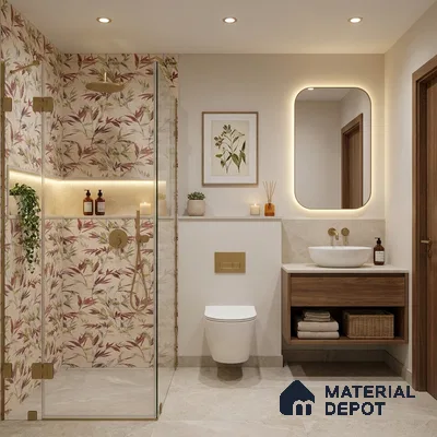 Floral Wall Tile TL 09920 Cream 4 ft x 2 ft Vitrified Matte Finish Tile - 9 mm | Suitable for Bathroom, Accent/Feature Wall, Kitchen