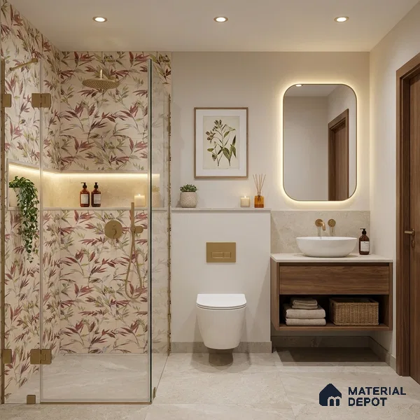 Floral Wall Tile TL 09920 Cream 4 ft x 2 ft Vitrified Matte Finish Tile - 9 mm | Suitable for Bathroom, Accent/Feature Wall, Kitchen