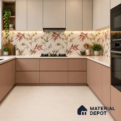 Floral Wall Tile TL 09920 Cream 4 ft x 2 ft Vitrified Matte Finish Tile - 9 mm | Suitable for Bathroom, Accent/Feature Wall, Kitchen